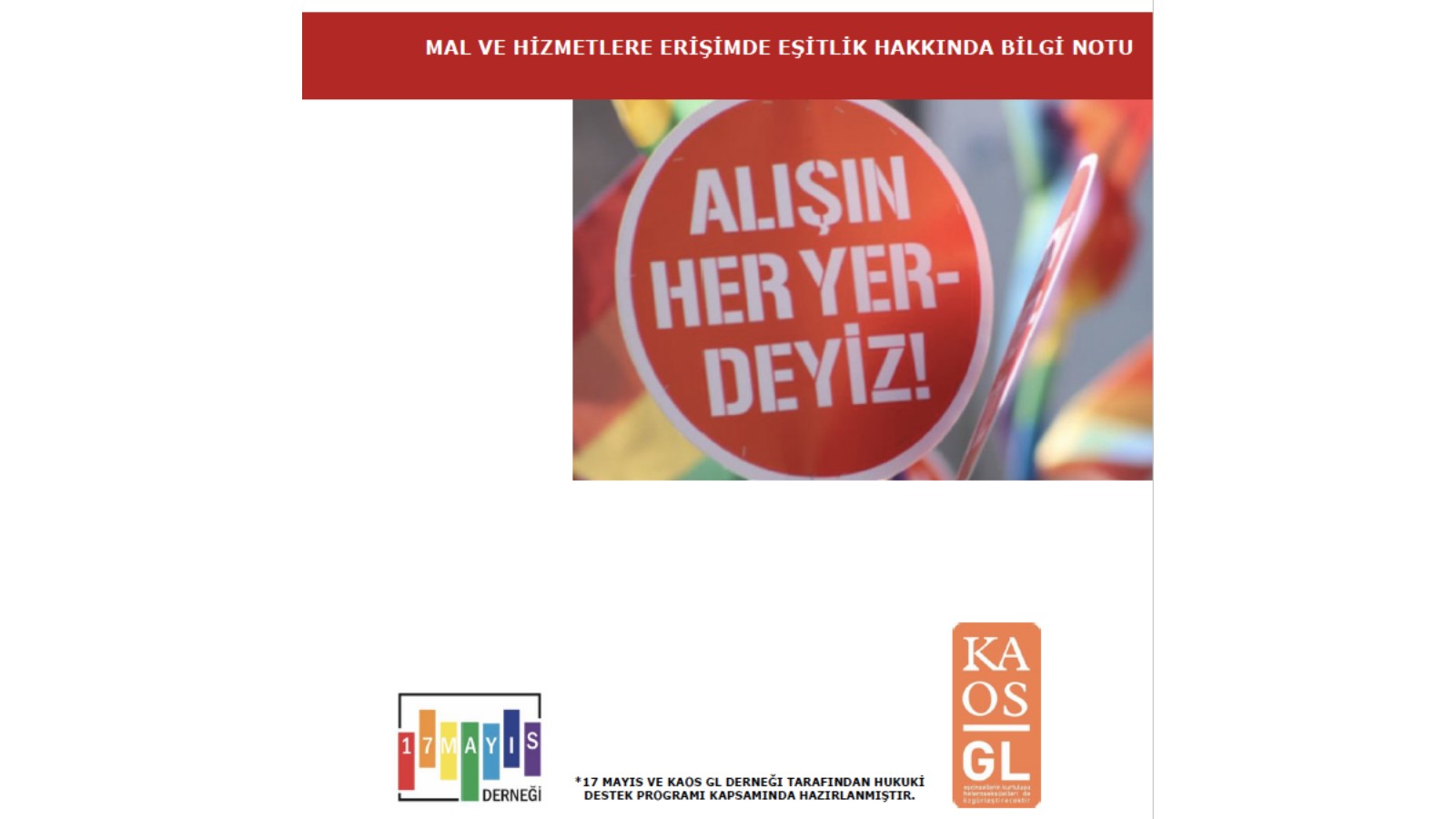 Mal ve Hizmetlere Erişimde Eşitlik Hakkında Bilgi Notu - 17 Mayıs