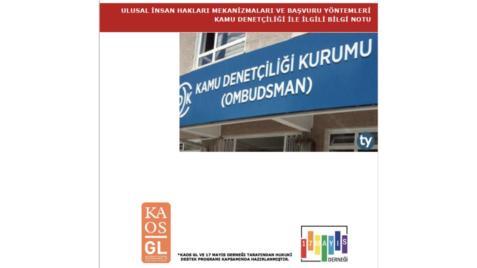 Ulusal İnsan Hakları Mekanizmaları ve Başvuru Yöntemleri (Kamu Denetçiliği Kurumu) - 17 Mayıs
